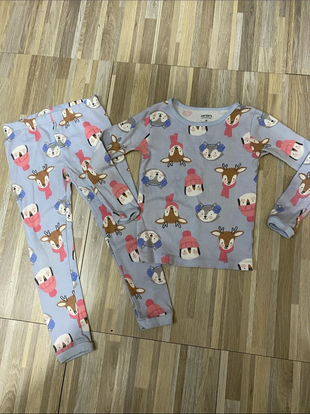 CARTER’s Hat and Scarf Animal pajama set size toddler boys 4T